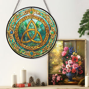 Celtic Knot Stained Glass Suncatcher, Celtic Knot Suncatcher for Windows Stained Glass