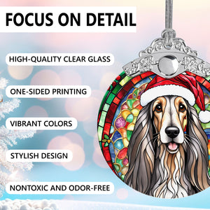 Christmas Dog Stained Glass Ornament | Unique Holiday Gift for Dog Lovers | Afghan Hound