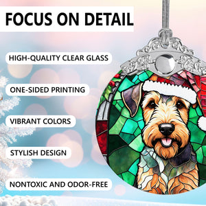 Christmas Dog Stained Glass Ornament | Unique Holiday Gift for Dog Lovers | Airedale Terrier