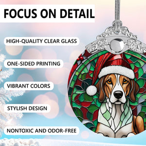 Christmas Dog Stained Glass Ornament | Unique Holiday Gift for Dog Lovers | American Foxhound