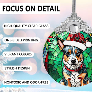 Christmas Dog Stained Glass Ornament | Unique Holiday Gift for Dog Lovers | Australian Cattle Dog