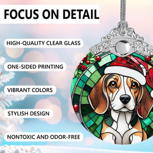 Christmas Dog Stained Glass Ornament | Unique Holiday Gift for Dog Lovers | Beagle