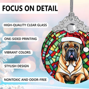 Christmas Dog Stained Glass Ornament | Unique Holiday Gift for Dog Lovers | Bullmastiff