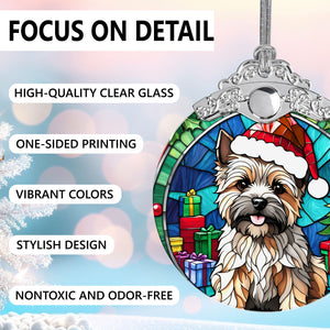 Christmas Dog Stained Glass Ornament | Unique Holiday Gift for Dog Lovers | Cairn Terrier