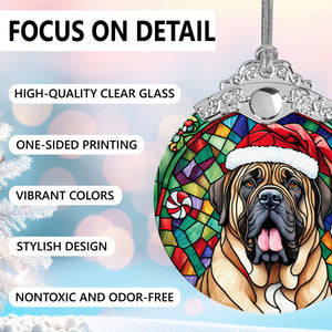 Christmas Dog Stained Glass Ornament | Unique Holiday Gift for Dog Lovers | English Mastiff