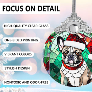 Christmas Dog Stained Glass Ornament | Unique Holiday Gift for Dog Lovers | French Bulldog