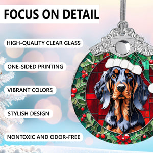 Christmas Dog Stained Glass Ornament | Unique Holiday Gift for Dog Lovers | Gordon Setter