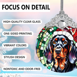 Christmas Dog Stained Glass Ornament | Unique Holiday Gift for Dog Lovers | Gordon Setter A02