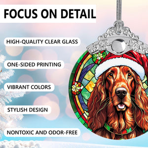 Christmas Dog Stained Glass Ornament | Unique Holiday Gift for Dog Lovers | Irish Setter