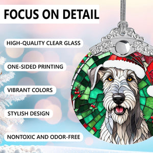 Christmas Dog Stained Glass Ornament | Unique Holiday Gift for Dog Lovers | Irish Wolfhound