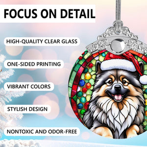 Christmas Dog Stained Glass Ornament | Unique Holiday Gift for Dog Lovers | Keeshond