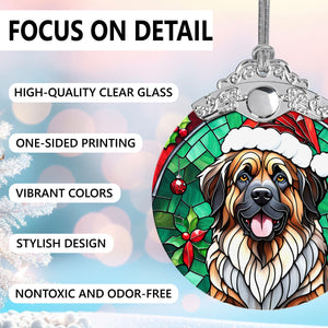 Christmas Dog Stained Glass Ornament | Unique Holiday Gift for Dog Lovers | Leonberger