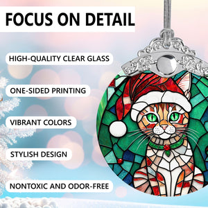 Christmas Cat Stained Glass Ornament | Unique Holiday Gift for Cat Lovers | Ocicat