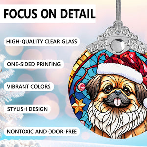 Christmas Dog Stained Glass Ornament | Unique Holiday Gift for Dog Lovers | Pekingese