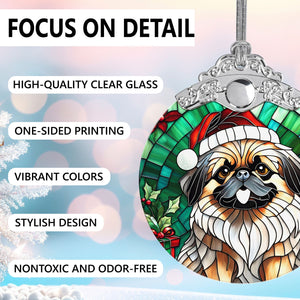 Christmas Dog Stained Glass Ornament | Unique Holiday Gift for Dog Lovers | Pekingese A02