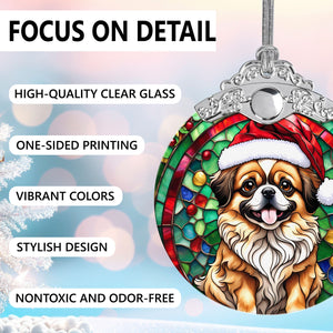 Christmas Dog Stained Glass Ornament | Unique Holiday Gift for Dog Lovers | Tibetan Spaniel