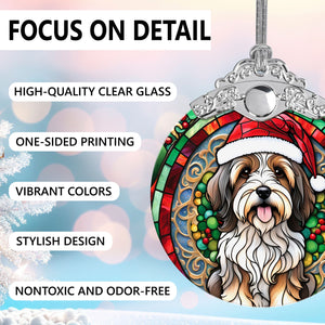 Christmas Dog Stained Glass Ornament | Unique Holiday Gift for Dog Lovers | Tibetan Terrier