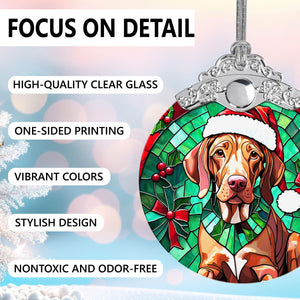 Christmas Dog Stained Glass Ornament | Unique Holiday Gift for Dog Lovers | Vizsla