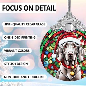 Christmas Dog Stained Glass Ornament | Unique Holiday Gift for Dog Lovers | Weimaraner