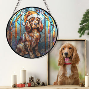 Christmas Dog Stained Glass Suncatcher | Unique Holiday Gift for Dog Lovers | Cocker Spaniel