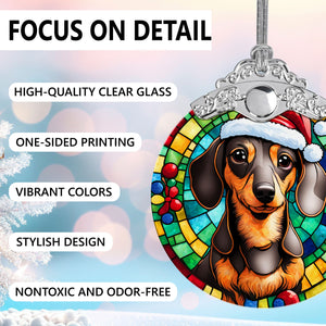 Christmas Dog Stained Glass Ornament | Unique Holiday Gift for Dog Lovers | Dachshund