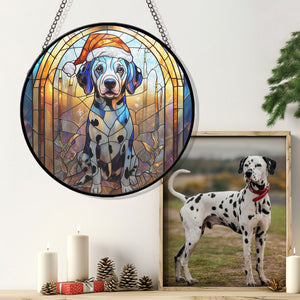 Christmas Dog Stained Glass Suncatcher | Unique Holiday Gift for Dog Lovers | Dalmatian