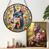 Doberman Stained Glass Suncatcher, Doberman Sunflower Suncatcher for Windows Stained Glass