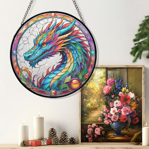 Dragon Stained Glass Suncatcher, Dragon Suncatcher for Windows Stained Glass