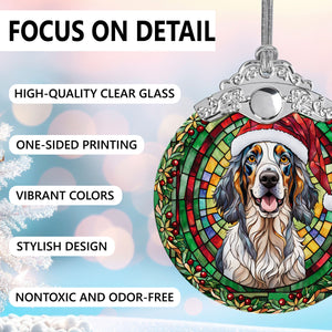 Christmas Dog Stained Glass Ornament | Unique Holiday Gift for Dog Lovers | English Setter