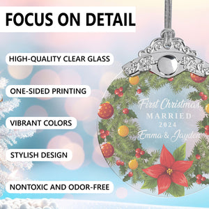 First Christmas Married Glass Ornaments: Elegant Holiday Keepsakes for Newlyweds 2024 - A11