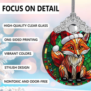 Fox Stained Glass Christmas Glass Ornament, Elegant Holiday Décor for Your Tree, Glass Ornament christmas 2024