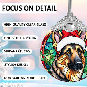 Christmas Dog Stained Glass Ornament | Unique Holiday Gift for Dog Lovers | German Shepherd