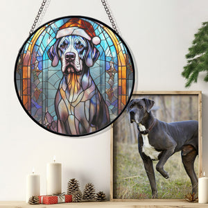 Christmas Dog Stained Glass Suncatcher | Unique Holiday Gift for Dog Lovers | Great Dane