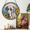 Great Dane Stained Glass Suncatcher, Great Dane Sunflower Suncatcher for Windows Stained Glass