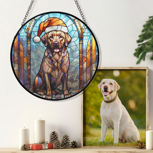 Christmas Dog Stained Glass Suncatcher | Unique Holiday Gift for Dog Lovers | Labrador Retriever