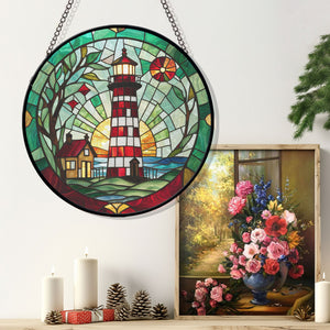 Light House Stained Glass Suncatcher, Light House Suncatcher for Windows Stained Glass A01