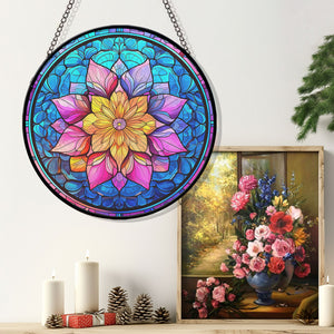 Mandala Stained Glass Suncatcher, Mandala Suncatcher for Windows Stained Glass