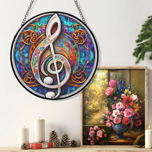 Music Clef Stained Glass Suncatcher, Music Clef Suncatcher for Windows Stained Glass