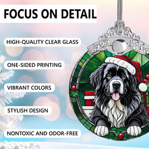 Christmas Dog Stained Glass Ornament | Unique Holiday Gift for Dog Lovers | Newfoundland