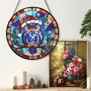 Owl Stained Glass Suncatcher, Owl Suncatcher for Windows Stained Glass