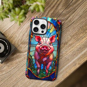 Pig Stained Glass for iPhone 16 Pro Max Case, Pig iPhone 16 Pro Max Case, Pig Phone case, Stained Glass Phone Case