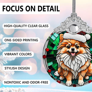 Christmas Dog Stained Glass Ornament | Unique Holiday Gift for Dog Lovers | Pomeranian