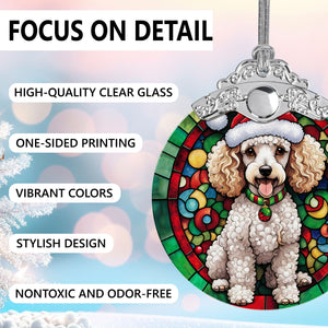 Christmas Dog Stained Glass Ornament | Unique Holiday Gift for Dog Lovers | Poodle