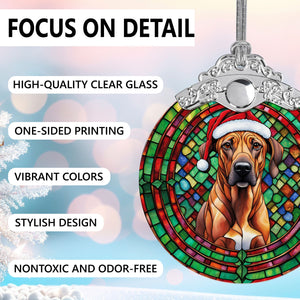 Christmas Dog Stained Glass Ornament | Unique Holiday Gift for Dog Lovers | Rhodesian Ridgeback