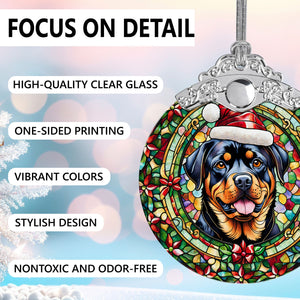 Christmas Dog Stained Glass Ornament | Unique Holiday Gift for Dog Lovers | Rottweiler 2