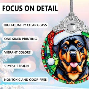 Christmas Dog Stained Glass Ornament | Unique Holiday Gift for Dog Lovers | Rottweiler