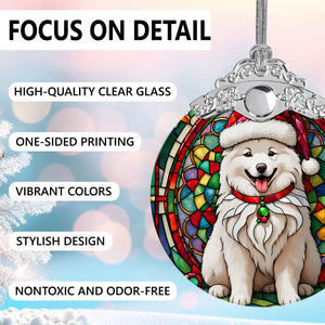 Christmas Dog Stained Glass Ornament | Unique Holiday Gift for Dog Lovers | Samoyed