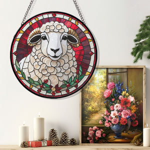 Sheep Stained Glass Suncatcher, Sheep Suncatcher for Windows Stained Glass A02