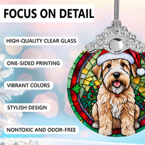 Christmas Dog Stained Glass Ornament | Unique Holiday Gift for Dog Lovers | Soft Coated Wheaten Terrier