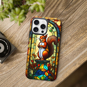 Squirrel Stained Glass for iPhone 16 Pro Max Case, Squirrel iPhone 16 Pro Max Case, Squirrel Phone case, Stained Glass Phone Case